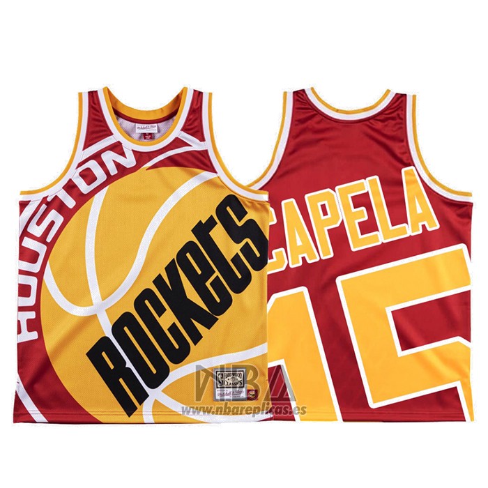 Camiseta Houston Rockets Clint Capela NO 45 Mitchell & Ness Big Face Rojo